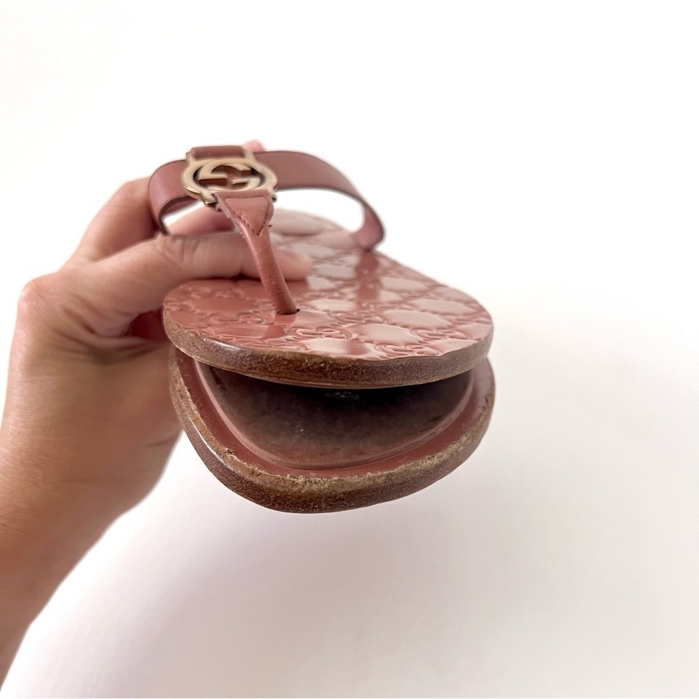 GUCCI | Pink Guccissima Leather Interlocking GG Thong Sandals‎ Flats EU 36 - Picture 7 of 16